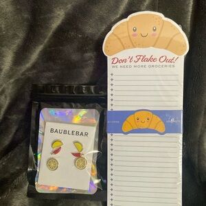 Emily Dumas Grocery Note Pad / Baublebar Earrings Set Of 3